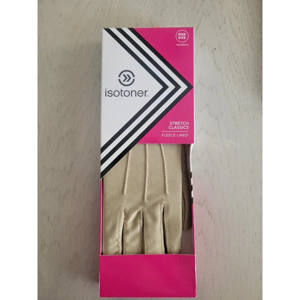 Isotoner Gloves Women's Classic Fleece Lined One Size Camel Color New Winter